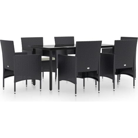 Maison Exclusive - Set da Pranzo da Giardino 7 pz con Cuscini Nero