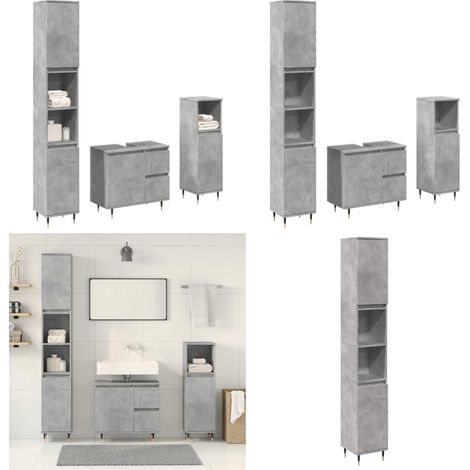 Set muebles de baño 2 piezas madera contrachapada gris hormigón - Armario de baño - Armario de lavabo