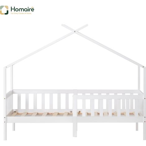 Bettgestell und Polyester 205 x 98 x 165 cm aus Massivholz weiß HOMAIRE (1/5)