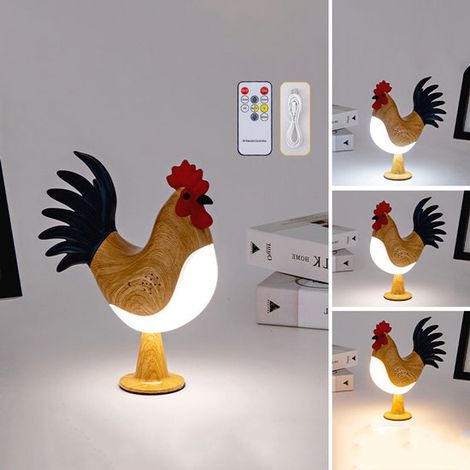 Lámpara táctil con forma de pollo, Luz nocturna recargable para niños, Lámpara de pollo recargable, Recargable por USB, Color arce (1/5)