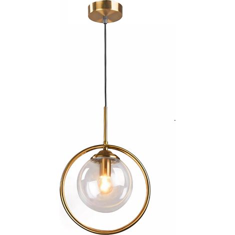 Suspension Lampe Industrielle Vintage, Plafonnier Lustre en Métal avec Abat-jour en Verre Clair, Luminaire Suspension loft Moderne pour Cuisine Chambre Salon (1/5)