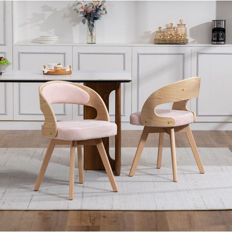 MEUBLIV 2er-Set drehbare Esszimmerstühle 44x41x75 cm Rosa – gebogene Rückenlehne (1/5)