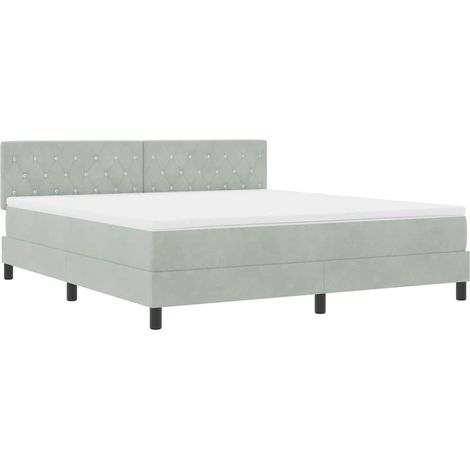 Lit à ressorts avec matelas Gris clair 180 x 200 cm Velours vidaXL