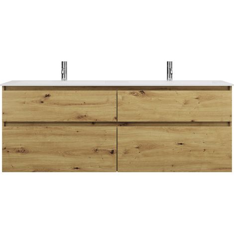 burgbad Lin20 double lavabo en fonte minérale blanc brillant avec