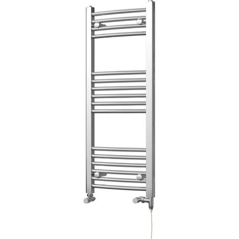 Zennor - Chrome Dual Fuel Towel Rail H1000mm x W400mm Standard - Curved (1/3)