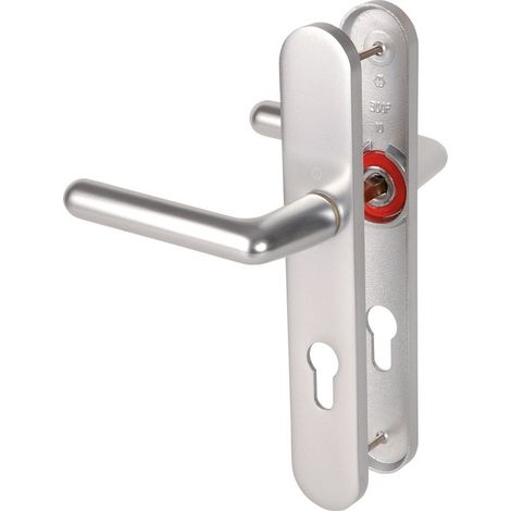 Ensemble sur grande plaque en aluminium anodisé - Ton argent - CORTINA clé I - HOPPE