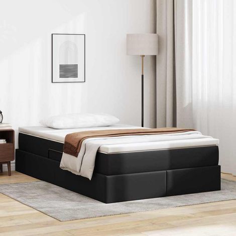 vidaXL Letto con contenitore e materasso Nero 120 x 200 cm (1/5)