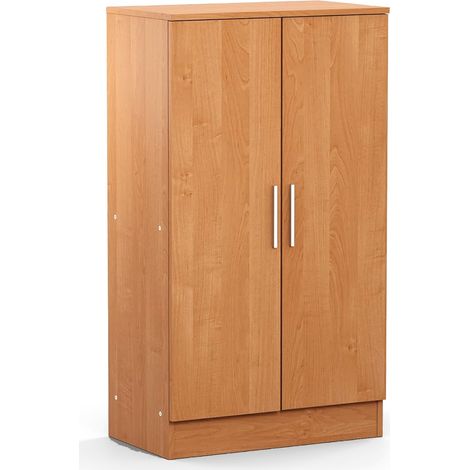 Armoire à chaussures, meuble à chaussures avec 2 portes coloris cerisier - longueur 60 x profondeur 35 x hauteur 107 cm (1/2)