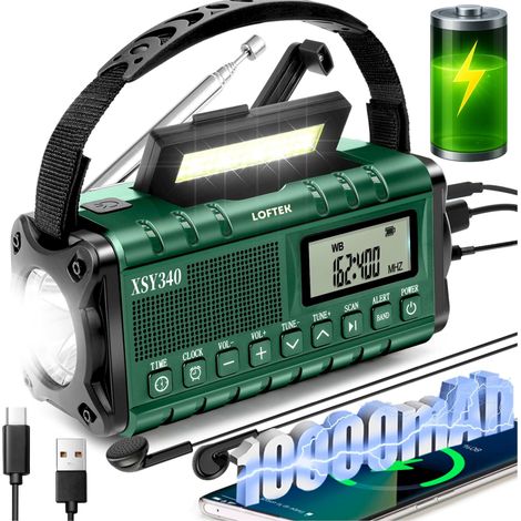 Radio de cuisine portable, dynamo solaire de chantier, lampe torche, batterie externe 10 000 mAh (1/5)
