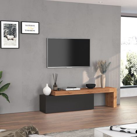 Meuble TV extensible 180/290 cm anthracite mat/chêne wotan Neros (1/5)