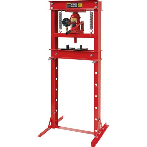 Wiltec 20T Prensa hidráulica de taller prensa de bastidor 680 x 600 x 1500 mm de acero con manómetro, cilindro de pistón prensa de cojinetes para reparar, alinear, prensar, estampar, moldear