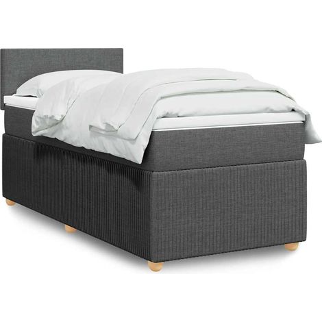 Boxspringbett mit Matratze Dunkelgrau 100x200 cm Stoff (1/5)