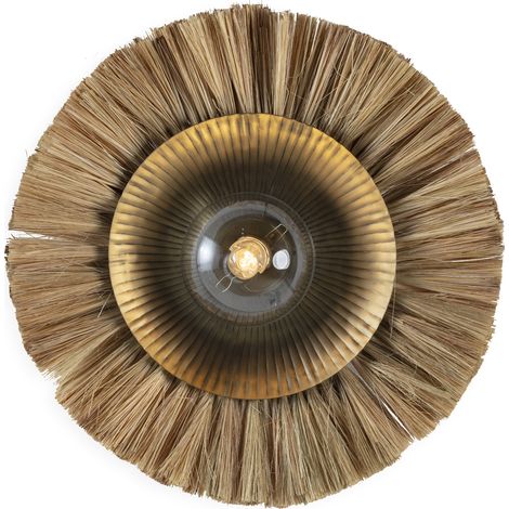 Aplique 53X20X53 Hierba Marina Natural/Metal Laton Envejecido/Cristal (1/4)