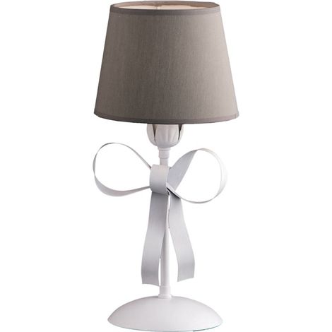Lumetto Shabby Chic Lucy Bianco 1 Luce Paralume Tortora