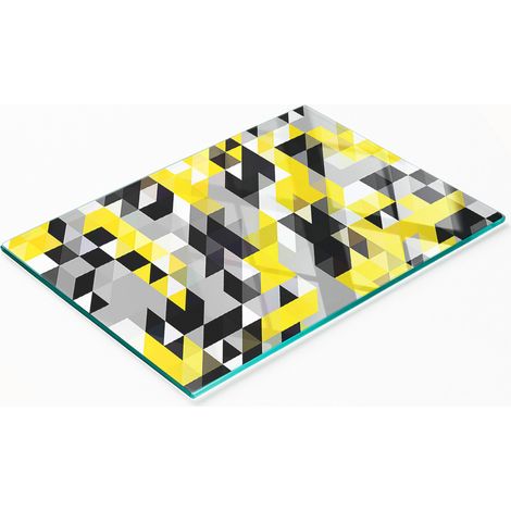 Dekoratives Schneidebrett aus gehärtetem Glas mit geometrischen Formen, 80 x 52 cm (1/5)