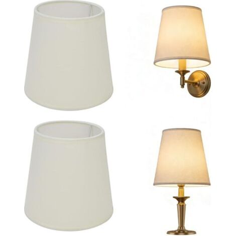 Set di 2 paralumi in tessuto stile europeo con attacco E14 per lampadario, tavolo e terra, ideale per interni come camera da letto, soggiorno, ufficio e cameretta dei bambini (bianco). (1/4)