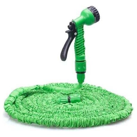 25FT Tuyau d'arrosage extensible - Tuyau d'eau flexible et léger, buse de pulvérisation à 7 fonctions, tuyau d'eau à noyau en latex triple couche et tissu extra résistant, tuyaux faciles à ranger (ver (1/5)