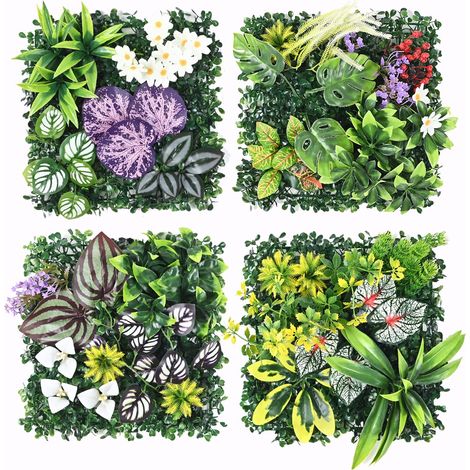 4 Panneaux Murs de Plantes Artificielles Panneau Végétal Synthétique (1/4)