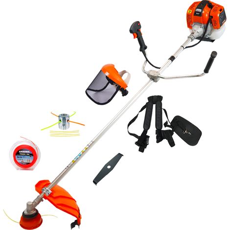 Decespugliatore 48cc Barra Fissa 28mm + Visiera + Testa Alluminio + Disco Trituratore + Rullo Filo