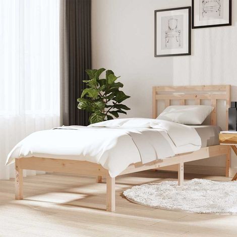 Estructura de cama individual pequeña madera maciza 75x190 cm (1/5)