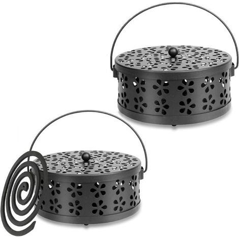 Set mit 2 spiralförmigen Mückenschutzhaltern, tragbar, mobiler Rollenhalter, klassischer Räucherstäbchenhalter aus Metall, für Zuhause, Camping, Garten (1/5)