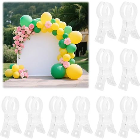 10pcs Pinces pour Arche Ballons, Clips d'Arche de Ballons Transparents Durables Pinces Pratiques Cintres à Vêtements pour Anniversaire Mariage Studio Photo Décoration (1/5)