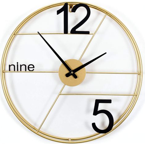 Reloj de Pared Grande Metálico Color Negro  y Dorado 50 x 50 x 6 cm - SpazioLuzio