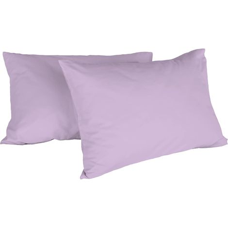 Italian Bed Linen Max Color Coppia di Federe Tinta Unita, 100% Cotone, Lilla, 52 x 82 cm (1/3)