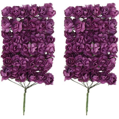 144 zarte Papierrosen, künstliche Blumen, dekorative Sträuße – 1,8 x 8 cm – Lila (1/4)