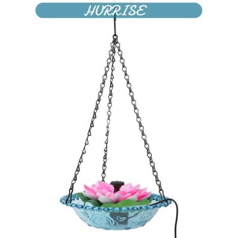 Fontaine de bain solaire suspendue, bain d'oiseaux à énergie solaire avec fontaine, bassin pour boire avec mangeoire
