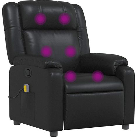 Verstellbarer Massagesessel Schwarz Kunstleder