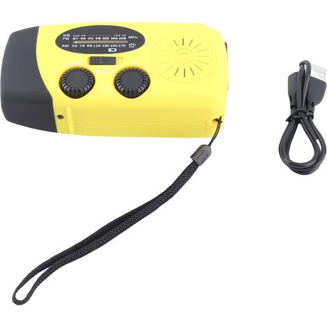[JAMAIS UTILISÉ]Radio météo d'urgence à manivelle solaire 2000 mAh AM/FM, batterie externe portable avec charge solaire, manivelle et lampe torche LED à piles, chargeur de téléphone portable. (1/5)
