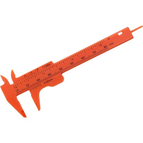 Mini pied à coulisse métrique en plastique orange, 8 cm, lot de 5 (1/5)
