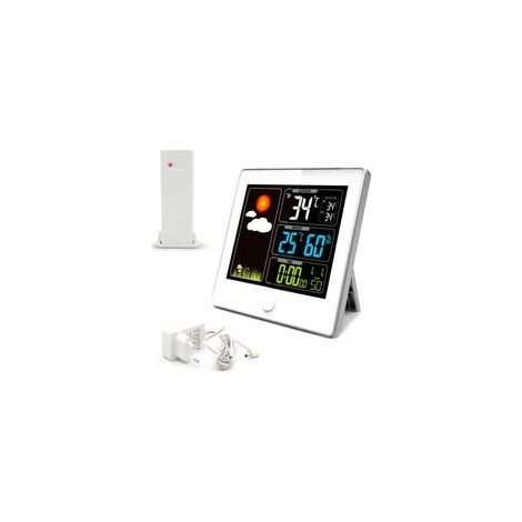 Funkgesteuerte Wetterstation – 3-Farben-LCD-Display – 60-m-Außensensor – Netzbetrieb – CE-, RoHS-, LVD- und RED-zertifiziert (1/5)