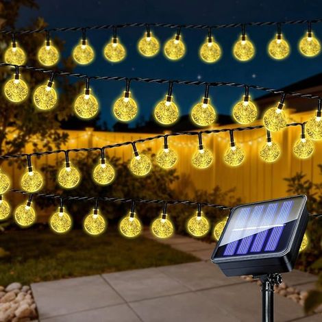 1x Guirlande solaire extérieure, 12 m 100 LED, 8 modes d'éclairage, étanche IP65, pour jardin et fêtes (1/5)