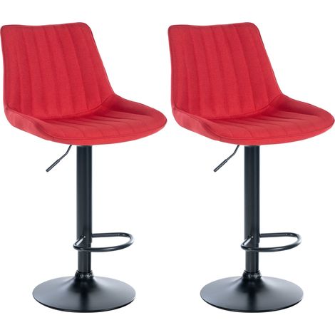 Set di 2 sgabelli da bar in tessuto Toni rosso Metallo nero opaco