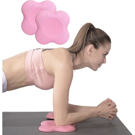 Lot de 2 genouillères de yoga extra épaisses, accessoires et protections pour genoux et coudes pour femmes et hommes, tapis de yoga antidérapants roses (1/4)