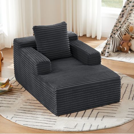 1-Sitzer-Liegesofa aus Cord, ohne Montage, Dunkelgrau OKMYHOME (1/5)
