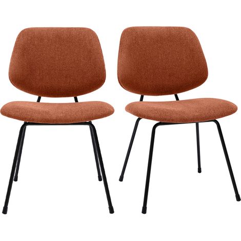 Sedie design in tessuto effetto velluto color bruciato e metallo nero (set di 2) BARNET