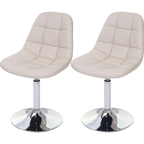 2x Sillas de comedor sintéticas color crema Base giratoria cromada CDS04421 (1/5)