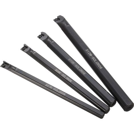 Kit d'outils de tournage pour tour à métaux, 4 barres d'alésage S07K/ S08K/ S10K/ S12M-SCLCR06, 10 inserts en carbure CCMT060204, clés à prune pour l'usinage de petits trous (1/5)