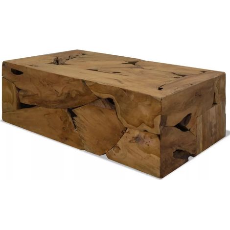 Table basse rectangulaire teck massif foncé Kyral (1/5)