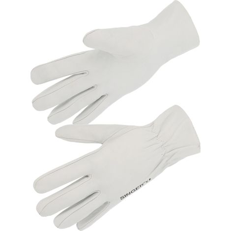 Gants de Manutention Cuir Tout Fleur d'Agneau Singer - Taille 10 - Serrage elastique - Lot de 10 Paires - EPI (1/2)