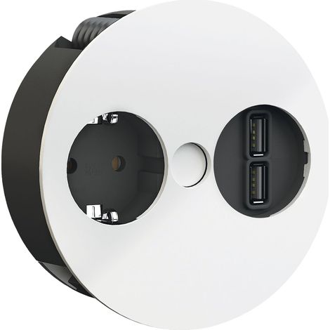 Einbausteckdose TWIST , 1 Stk. Schukosteckdose, + USB-Charger, weiß matt (1/5)
