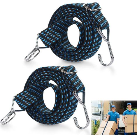 2x Flach Spanngummi mit Haken, 1m, 3cm Breit, Verstellbar
