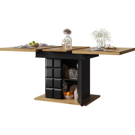 Table extensible 110-140 x 80 cm, design moderne à carreaux – Robuste, pratique, gain de place pour 4 à 6 personnes