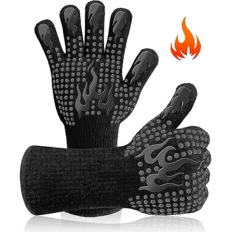 Gant Anti Chaleur, Gants de Cuisine Résistant à la Chaleur, Gants de Barbecue à Picots en Silicone Antiglisse pour BBQ, Gril, Cuisson au Four, Chemine (1/5)