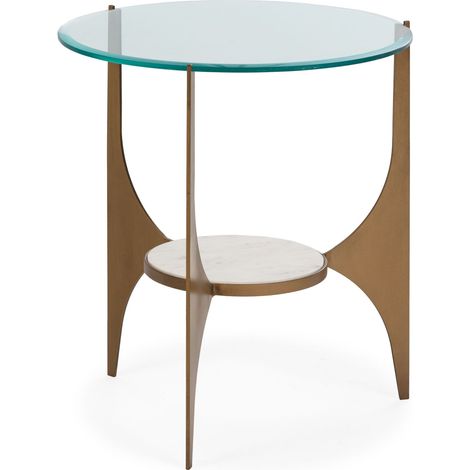 Auxiliary Tabelle 54x54x61 Alte Gold Metall/Weißmarble/Glasmöbel/Hilfstische für alle Stile, um dem Haus eine Note zu verleihen (1/4)