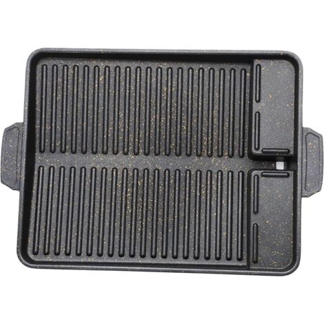 Grelha quadrada antiaderente para churrasco com orifício para drenagem d'oleo (1/5)