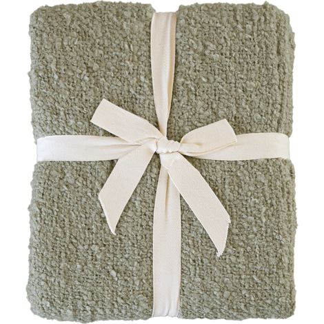 Plaid bouclette doux avec franges Vert 130x180 cm (1/5)